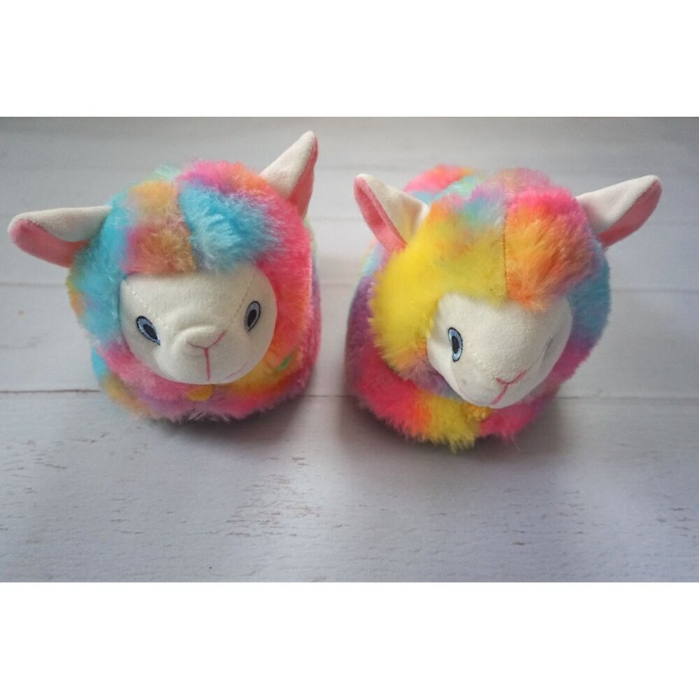 Rainbow Fluffy Alpaca Plushies Slippers - Size 11/12